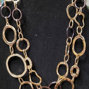 Premier Designs Gold and Black Oval Link Necklace